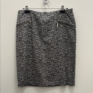 Michael Kors Black and White Tweed Printed Skirt